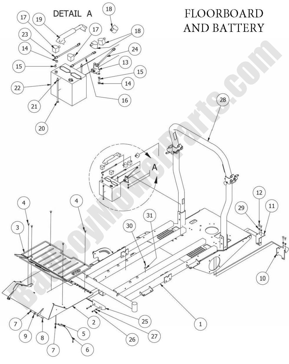 2014 Outlaw & Outlaw Extreme - Floorboard and Battery Assembly